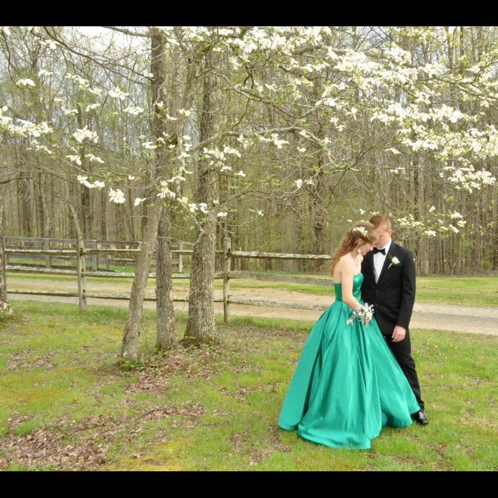 Green Sherri Hill Prom Dress - Picture 2 of 4